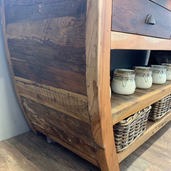 Mesa central de madera reciclada - 180x60x80cm - Imagen 4