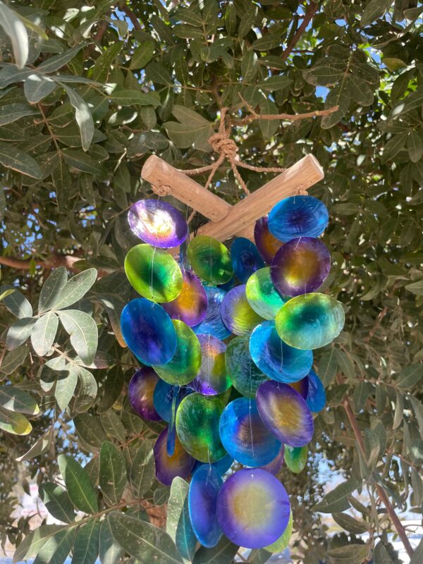 Carillón de madera - Cruz - Verde y morado - Imagen 3