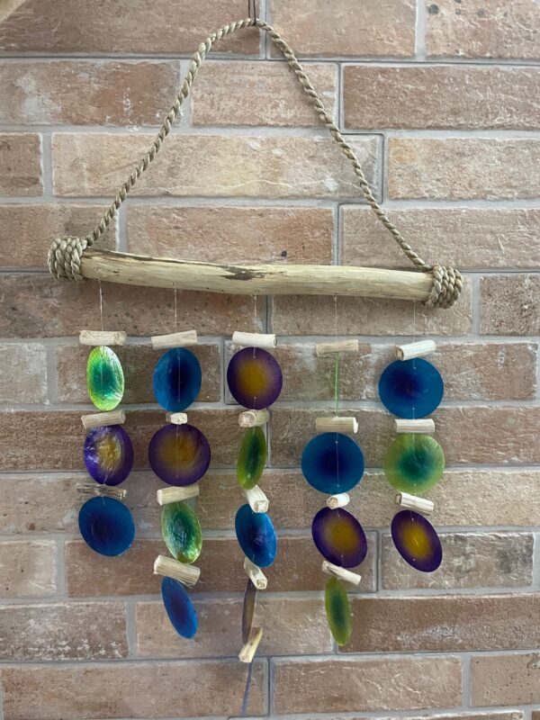 Carillón de madera flotante - Verde y morado - Imagen 2