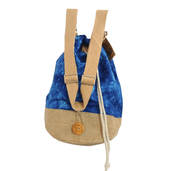 Mochila 100% Natural - Efecto Lavado Azul - Mandala - Imagen 3