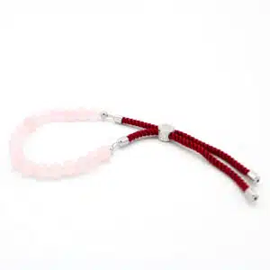 Pulsera de hilo burdeo con Cuarzo Rosa