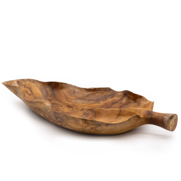 Frutero grande de madera de teca en forma de hoja - 40x24x5cm - Imagen 3
