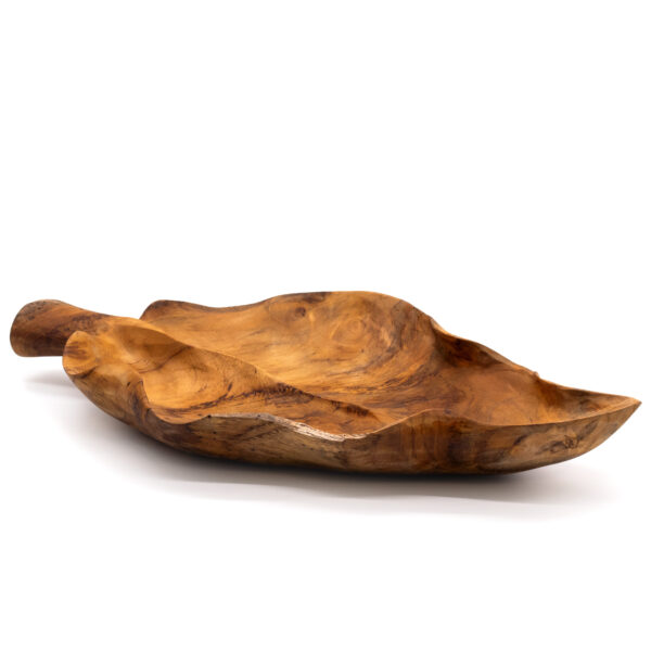 Frutero grande de madera de teca en forma de hoja - 40x24x5cm - Imagen 2