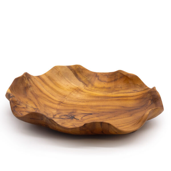 Frutero redondo liso de madera de teca - 28x5.5cm - Imagen 2