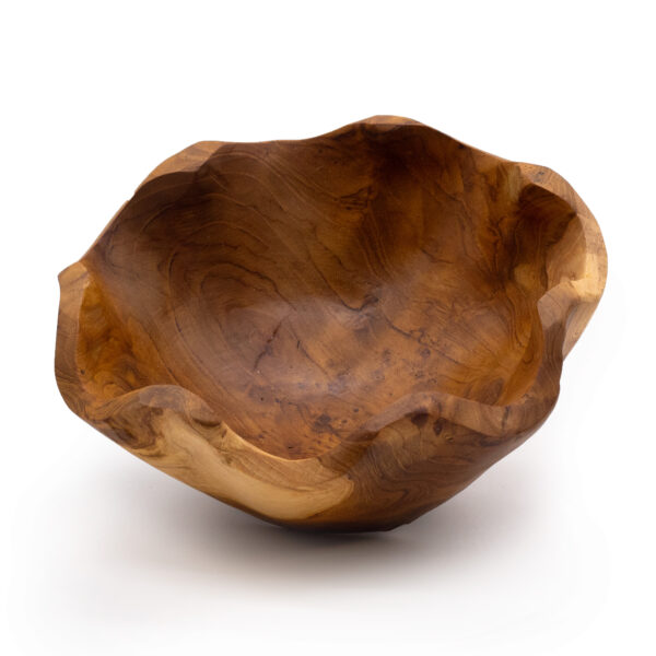 Frutero mediano de madera de teca lisa - 21x9cm - Imagen 2