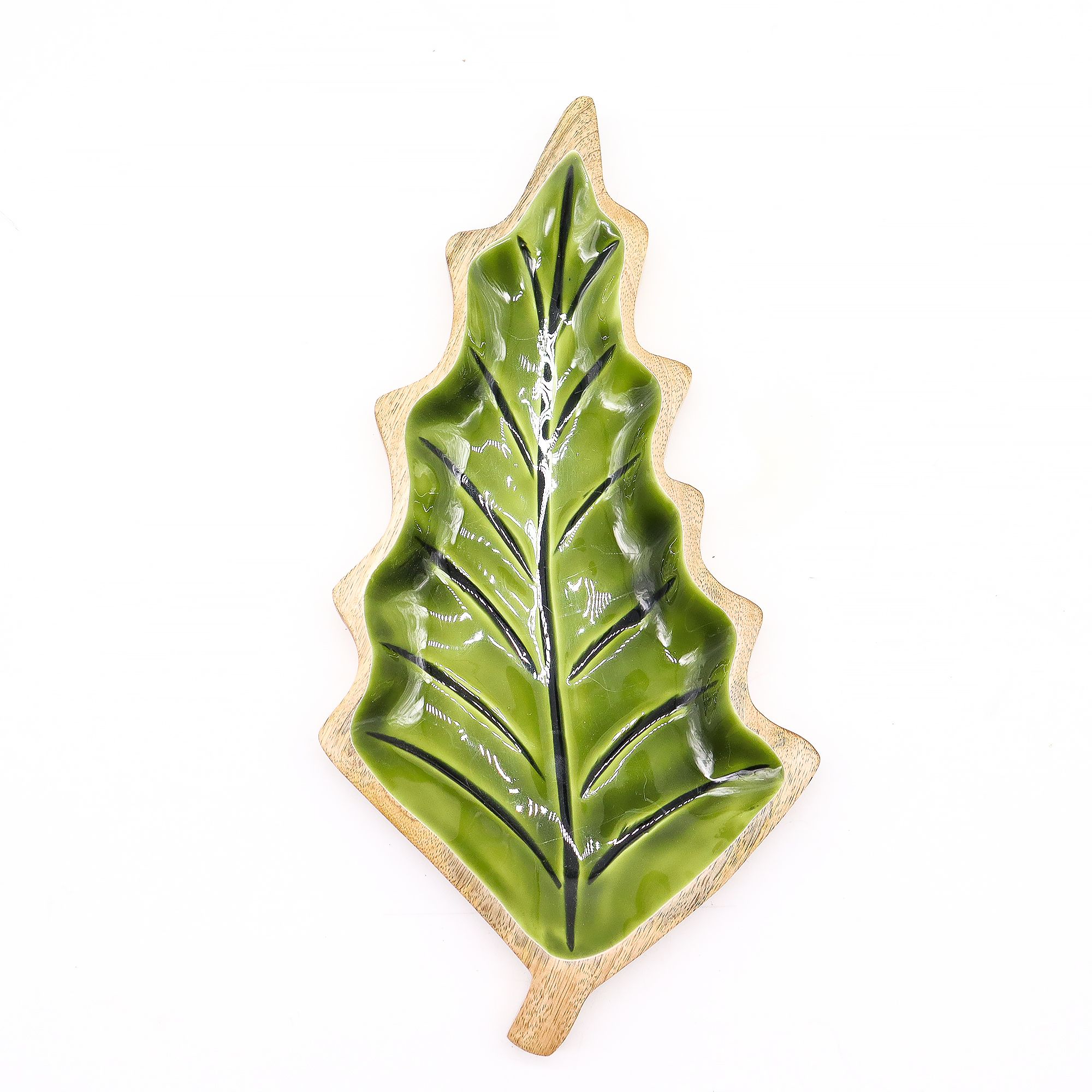 Perdido en el Bosque -  Tazón de madera con hoja esmaltada - 33x17cm - Imagen 5