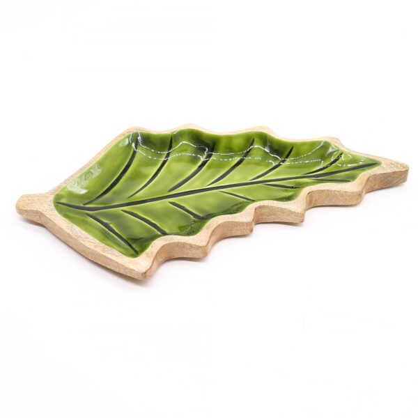 Perdido en el Bosque -  Tazón de madera con hoja esmaltada - 33x17cm - Imagen 4