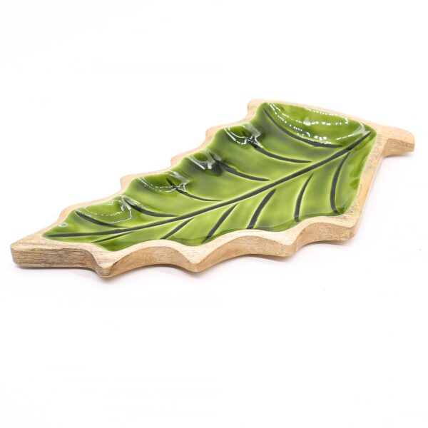 Perdido en el Bosque -  Tazón de madera con hoja esmaltada - 33x17cm - Imagen 2