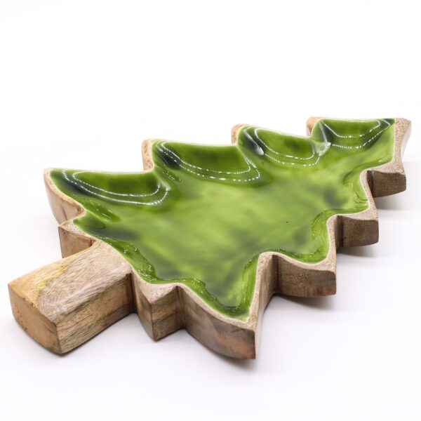 Perdido en el bosque - Tazón de madera esmaltada con diseño de árbol - 25x19 cm - Imagen 9
