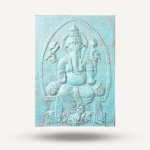Gran Ganpati Marco de cemento fibrótico Turquesa Relieve - 0.7x1m