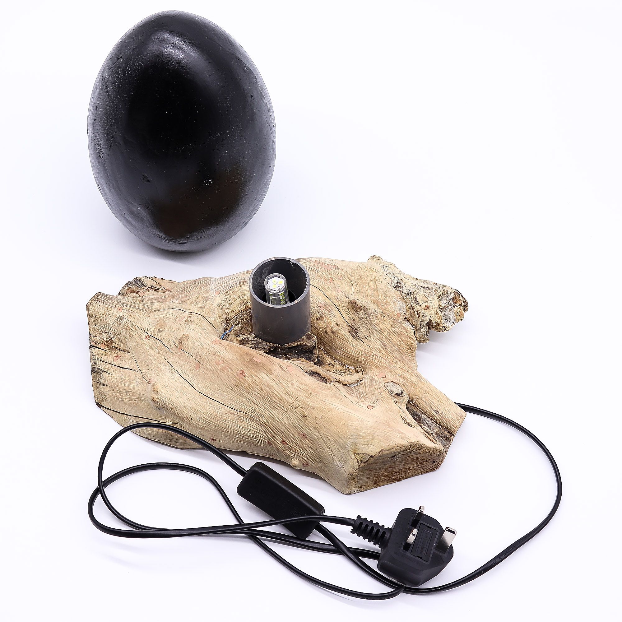 Lámpara de Mesa con Pantalla Huevo de Lava Craquelado – Gris - Imagen 6