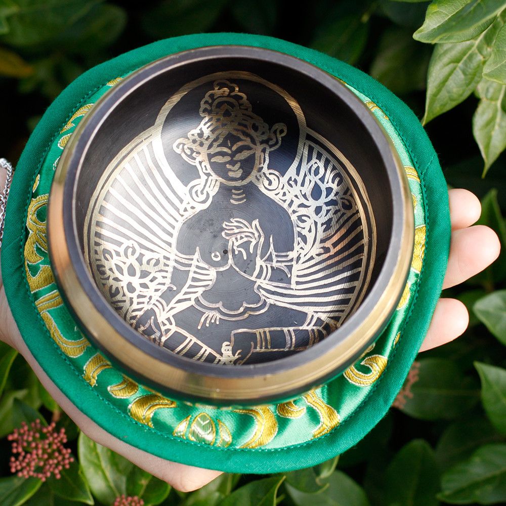 Cuenco tibetano set - Tara Verde 10cm (min 400gm) - Imagen 9