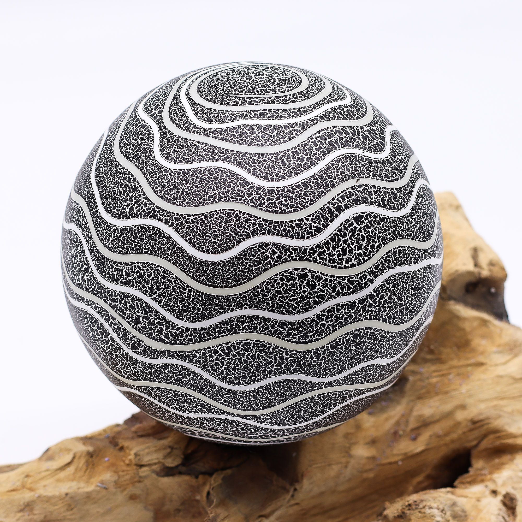 Lámpara de Mesa con Pantalla Esférica - A Rayas - Imagen 2