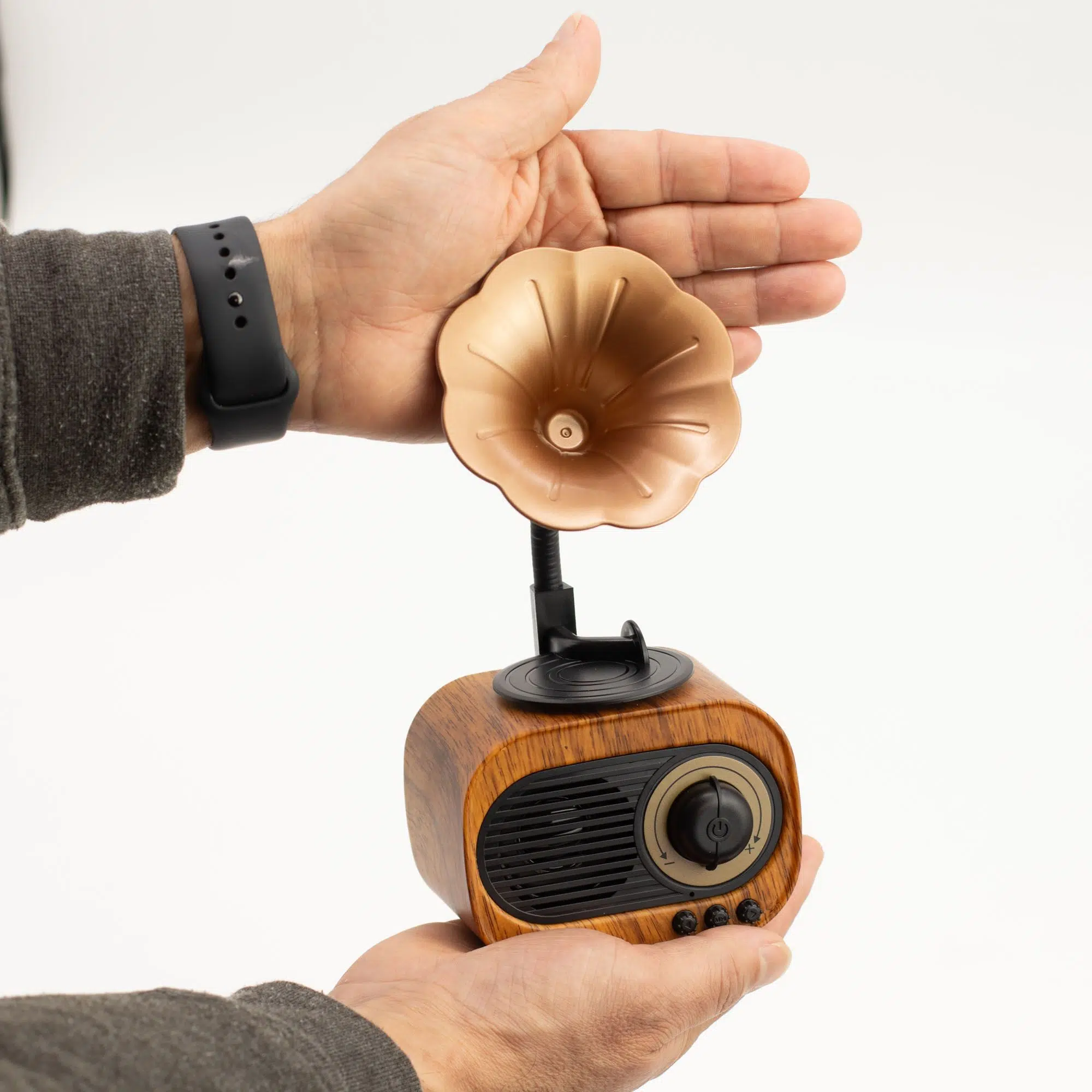 Altavoz mini gramófono retro - Bluetooth y radio FM - 5 vatios x 1 - Imagen 4