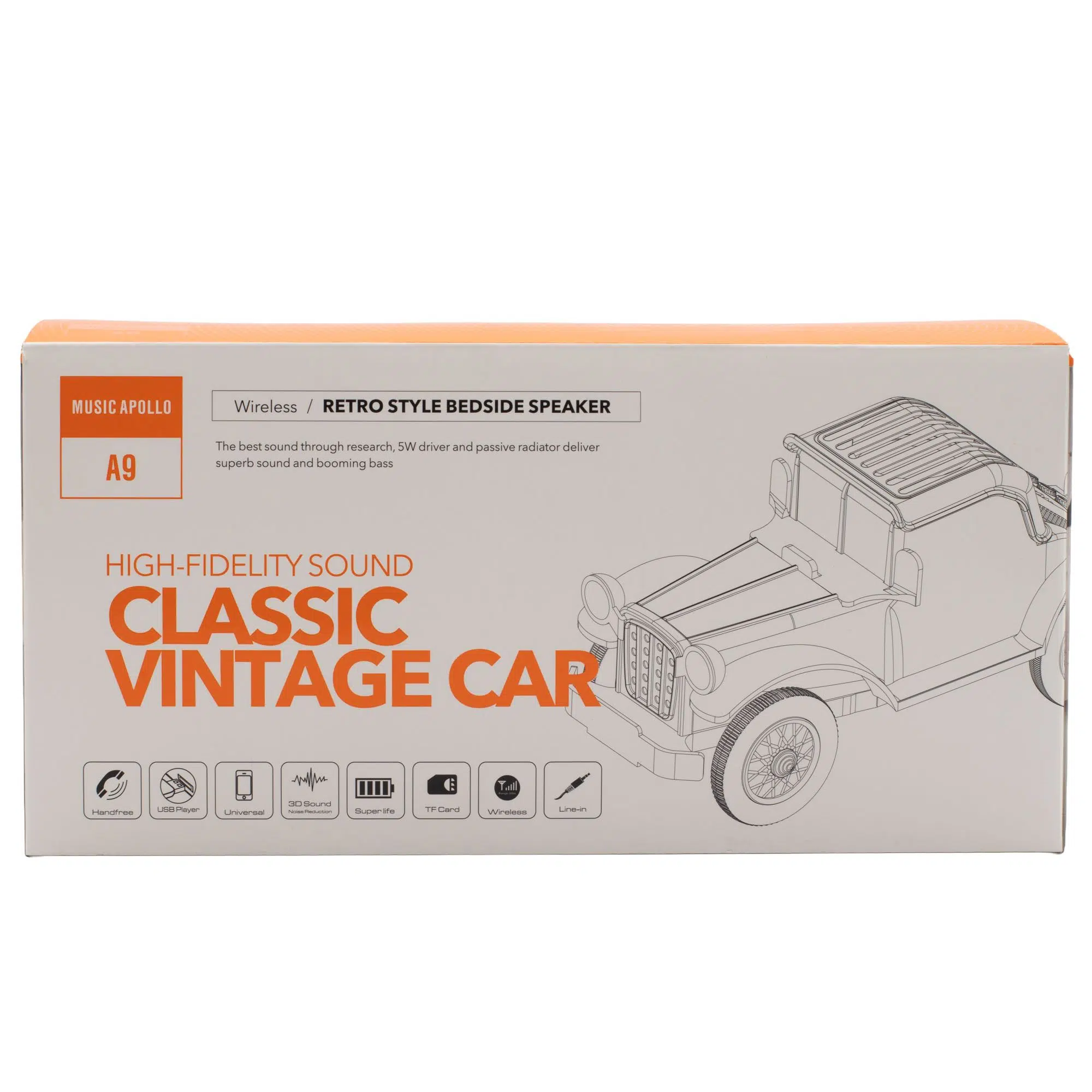 Altavoz clásico para coche vintage y soporte para teléfono - Bluetooth - 5 vatios